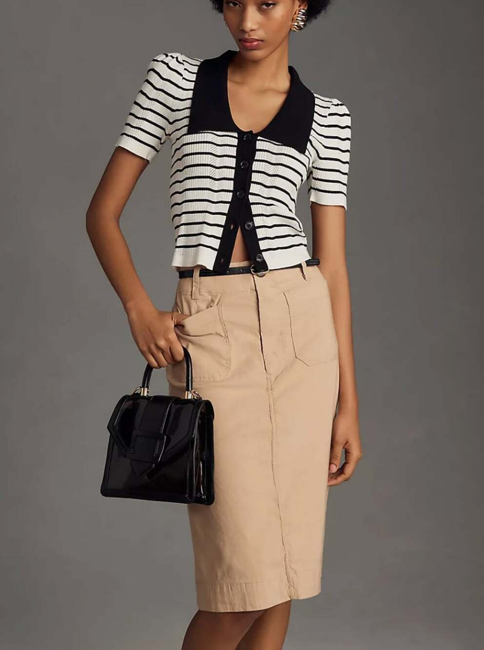 Anthropologie Maeve Colette Skirt in Khaki Size Small Knee Length